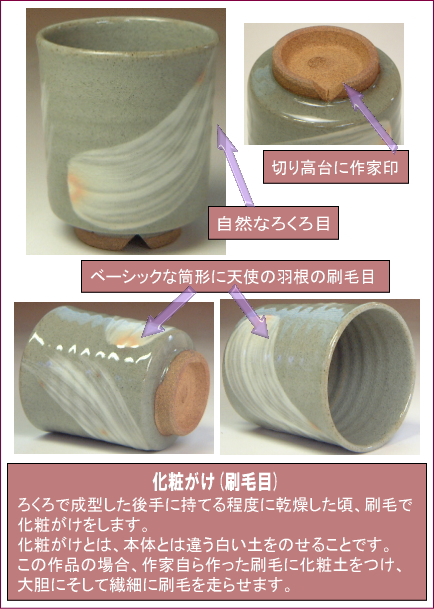 湯呑刷毛青の部位をご紹介